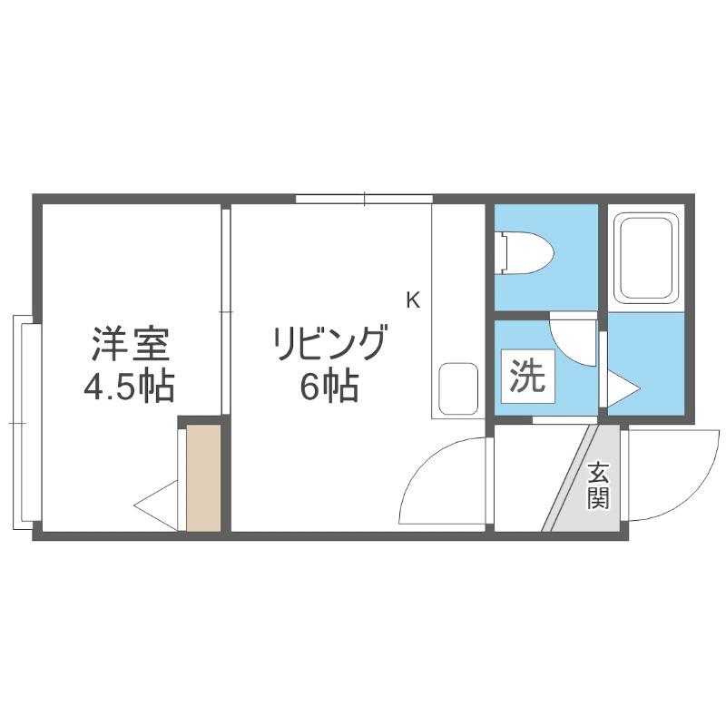 VILLAGE厚別II(1DK/2階)の間取り写真