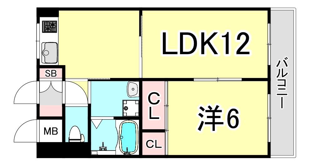 グローリー甲子園(1LDK/2階)の間取り写真