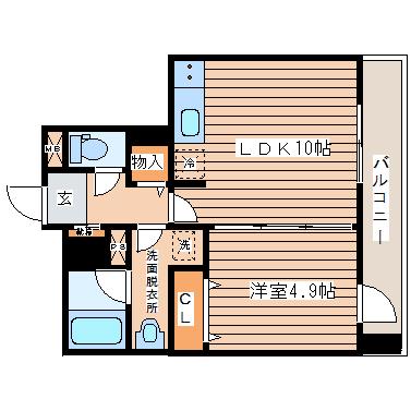 108二十人町(1LDK/3階)の間取り写真