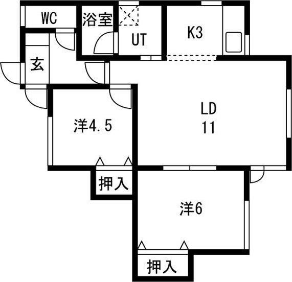 ESハイツB(2LDK/2階)の間取り写真