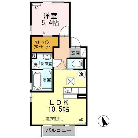 ショコラメゾン・F(1LDK/1階)の間取り写真