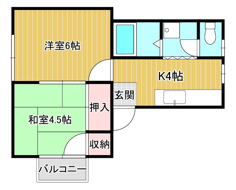シティハイツコスモ(2K/2階)の間取り写真