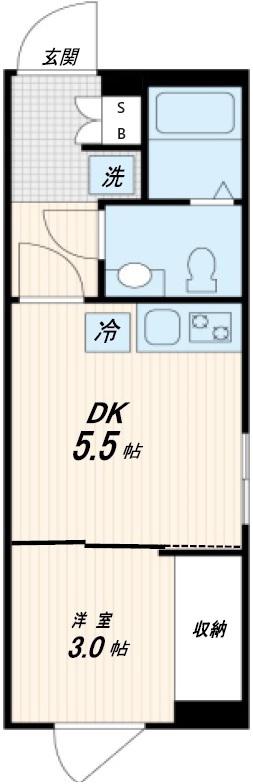 フレア神楽坂(1DK/1階)の間取り写真