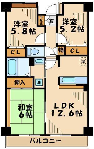 ドルチェコート(3LDK/1階)の間取り写真