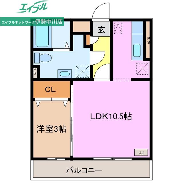 オーベルジュ(1LDK/1階)の間取り写真