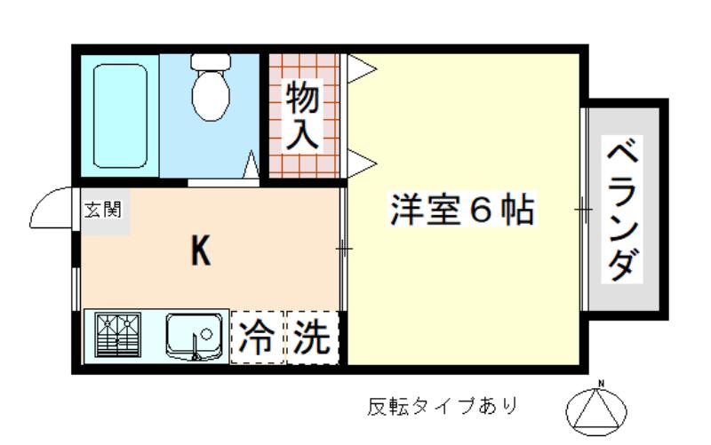 サンハイツナイトー(1K/2階)の間取り写真