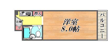 トレンディ立花(ワンルーム/3階)の間取り写真