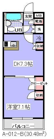 ユタカローズガーデン(1DK/2階)の間取り写真