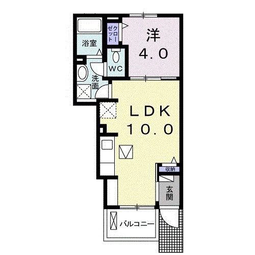 ブラン ヴェール(1LDK/1階)の間取り写真