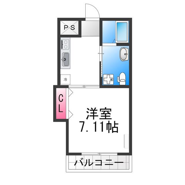 シュクル堺(1K/2階)の間取り写真
