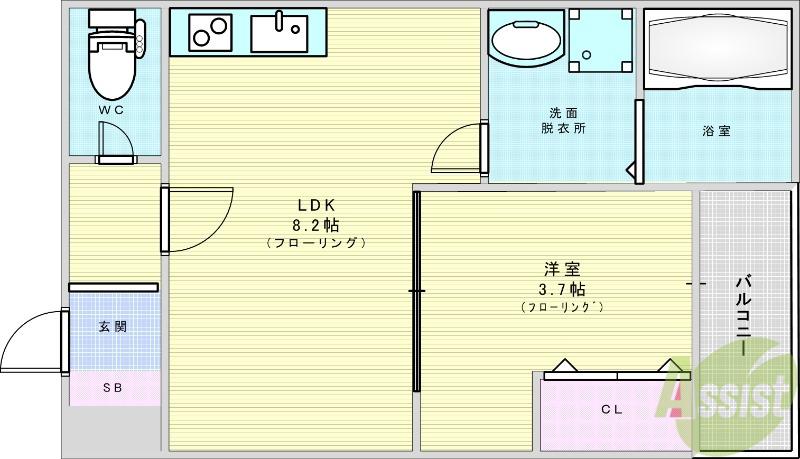 フォレ下穂積(1LDK/1階)の間取り写真