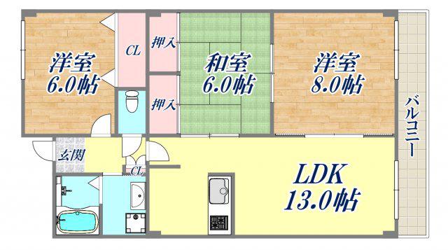 アミューズメント壱番館(3LDK/2階)の間取り写真