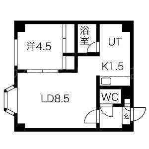 サンフラワー中の島(1LDK/4階)の間取り写真