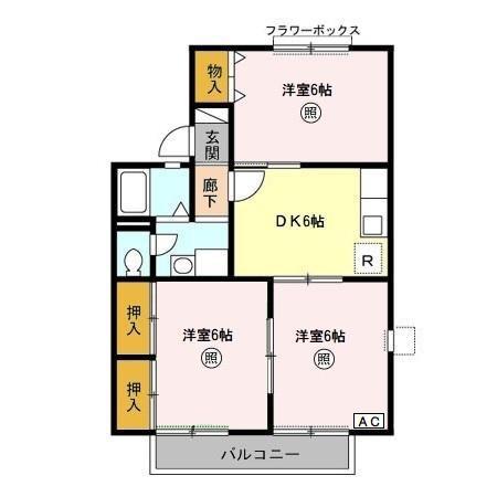 エクレール五井西AB A(3DK/1階)の間取り写真