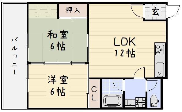 ハニーハイツ三萩野(2LDK/9階)の間取り写真