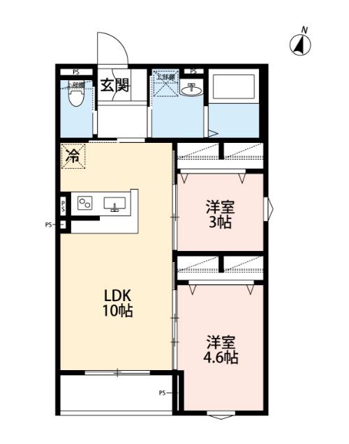 ROBOT HOME 新田(2LDK/3階)の間取り写真