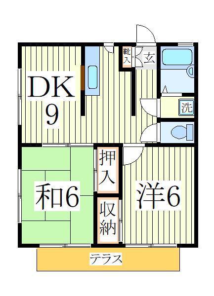 エコーハイツワン(2DK/1階)の間取り写真