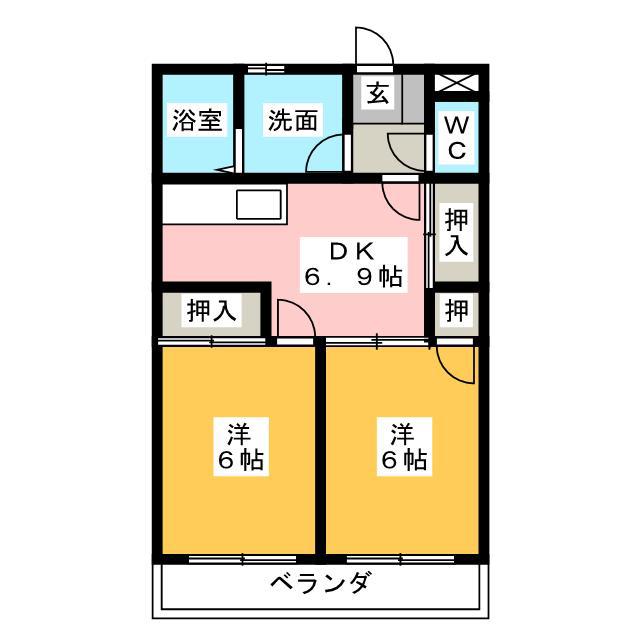 リトルムース(2DK/2階)の間取り写真
