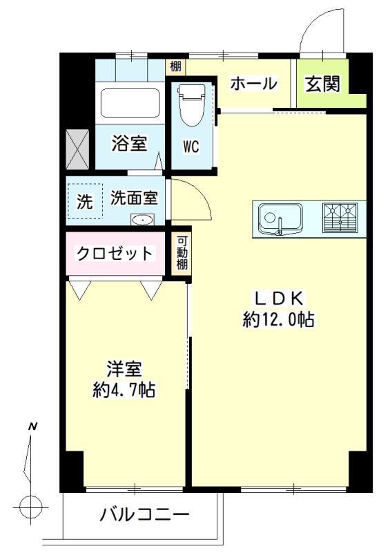 東横小杉ビル(1LDK/7階)の間取り写真
