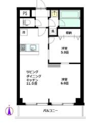ハイホーム本陣(2LDK/6階)の間取り写真