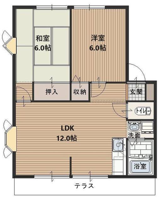 サンガーデン仲 A(2LDK/1階)の間取り写真