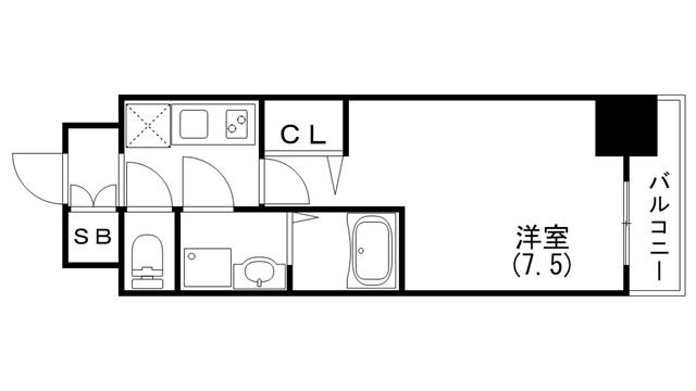 セオリー神戸グルーブ(1K/5階)の間取り写真