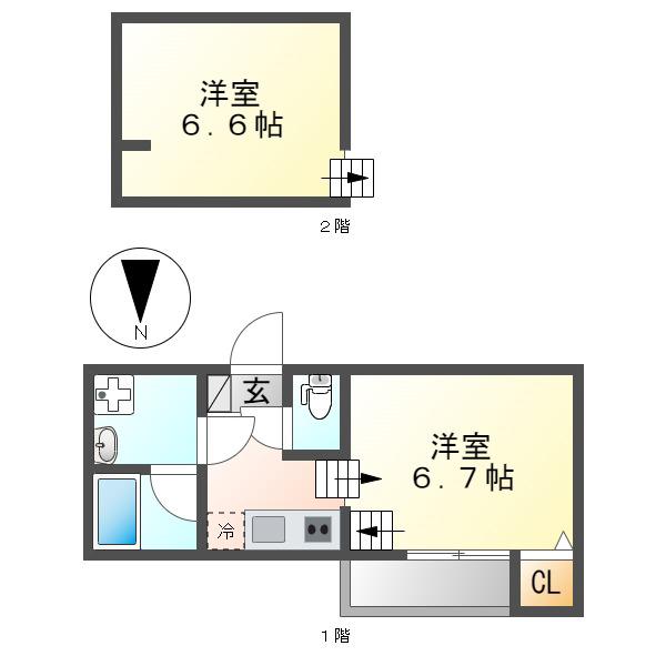 アルバーノ大江A棟(1K/1階)の間取り写真
