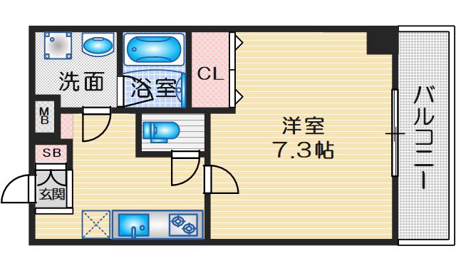 アルバス千里山(1K/3階)の間取り写真