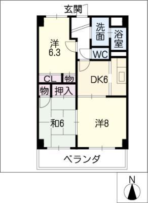 ドミール・ルラシェ(3DK/3階)の間取り写真