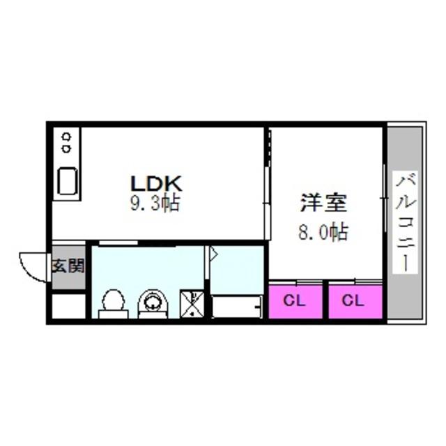 ブランカ住吉(1LDK/3階)の間取り写真