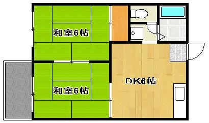 ドミールマサA(2DK/1階)の間取り写真
