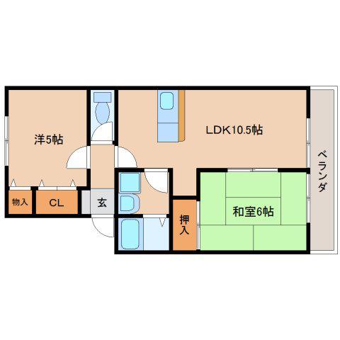 メイハイツ(2LDK/1階)の間取り写真