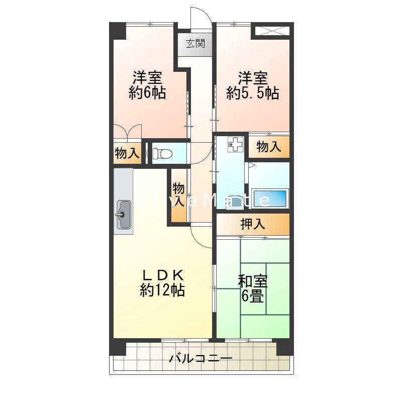 サングリーンハイツ(3LDK/2階)の間取り写真