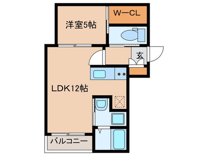 ENTER和白東(1LDK/2階)の間取り写真