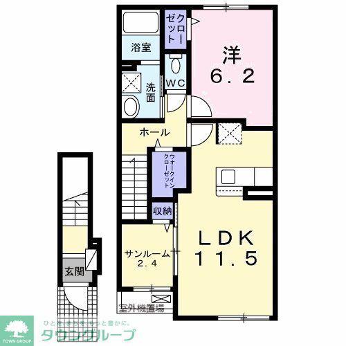 パーチェム(1LDK/2階)の間取り写真
