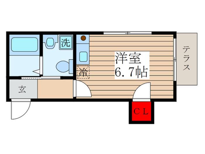 ラルゴM(ワンルーム/1階)の間取り写真