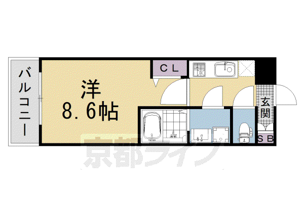 CREST TAPP 京都太秦天神川 DEX II(1K/3階)の間取り写真