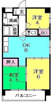 安田ビル(3DK/4階)の間取り写真