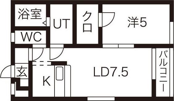 クリスタルリジェールD(1LDK/2階)の間取り写真