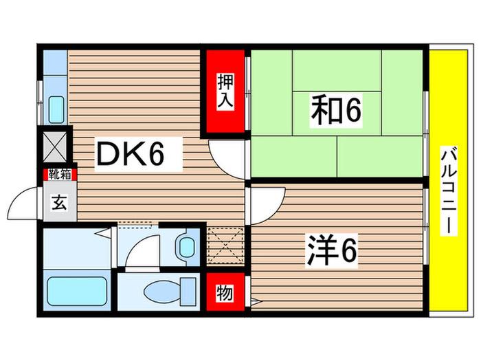 コーポラスミネ(2DK/1階)の間取り写真