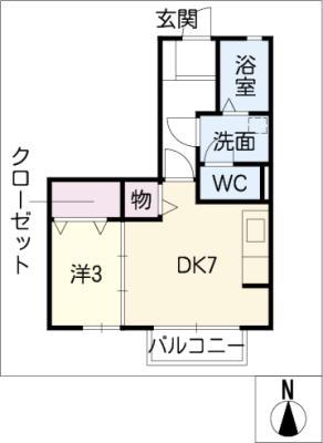 ハイネス千代ヶ丘(1DK/1階)の間取り写真
