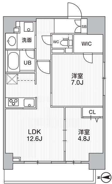 THEパームス熊野前(2LDK/10階)の間取り写真