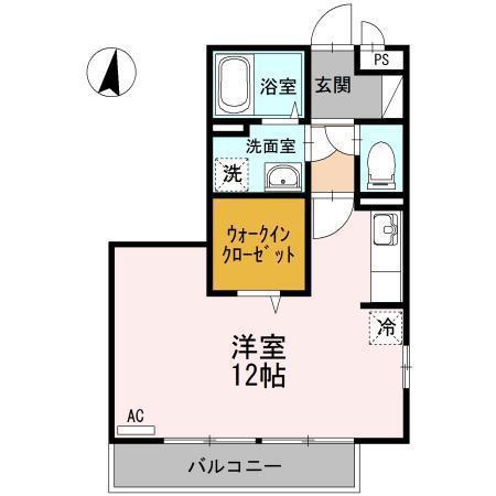 エミネンス野上 B棟(ワンルーム/2階)の間取り写真