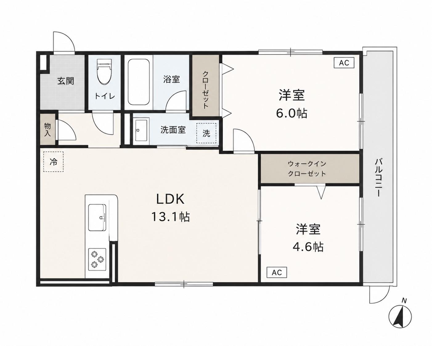 ミネット舟入南(2LDK/1階)の間取り写真