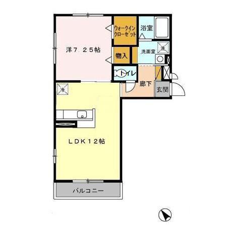 パルコート(1LDK/2階)の間取り写真
