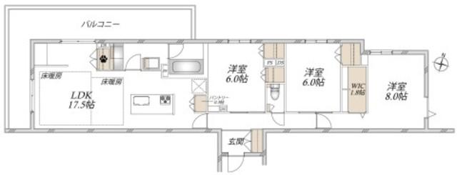 給田4丁目メゾン(3LDK/3階)の間取り写真