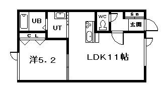 カンフォート藤(1LDK/1階)の間取り写真