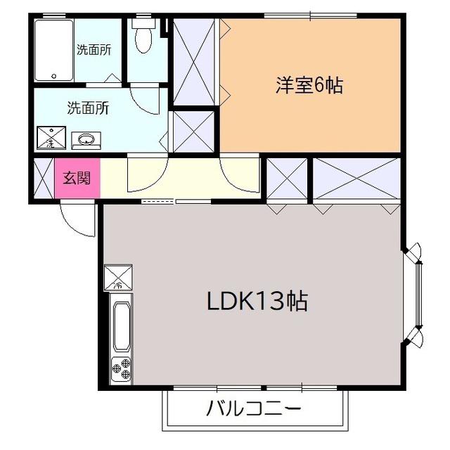 ヴェール(1LDK/1階)の間取り写真