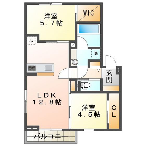 プレジール(2LDK/2階)の間取り写真