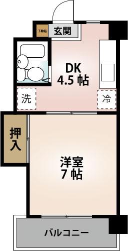 エステイト多賀(1K/2階)の間取り写真